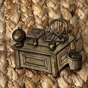 Vintage JJ Bronze Teacher’s Desk Brooch